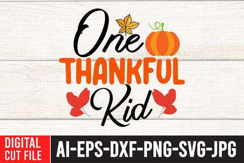 One Thankful Kid SVG Design SVG BlackCatsMedia 