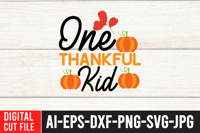 One Thankful Kid SVG Design SVG BlackCatsMedia 