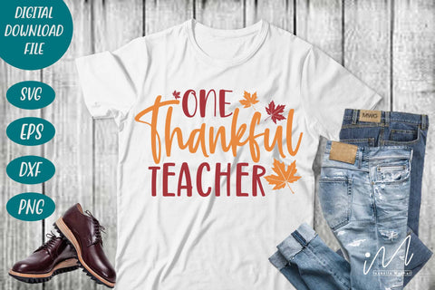One Thankful Teacher svg, teacher t shirt svg, fall teacher svg,Kindergarten Teacher Svg, Cool Teacher T-shirt svg, Cut files, Funny Teacher Svg SVG Isabella Machell 