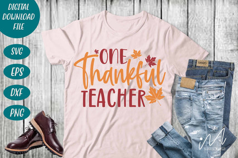 One Thankful Teacher svg, teacher t shirt svg, fall teacher svg,Kindergarten Teacher Svg, Cool Teacher T-shirt svg, Cut files, Funny Teacher Svg SVG Isabella Machell 