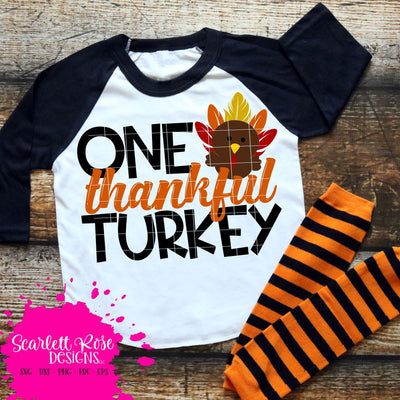 One Thankful Turkey SVG SVG Scarlett Rose Designs 
