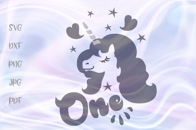 One Unicorn 1st Birthday SVG, PNG, DXF, PDF, JPG SVG Digitals by Hanna 