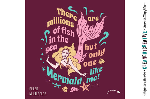 Only One Mermaid like Me - funny mermaid quote SVG file SVG CleanCutCreative 