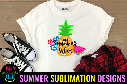 Only Summer Vibes Sublimation- Summer Sublimation PNG Sublimation Happy Printables Club 