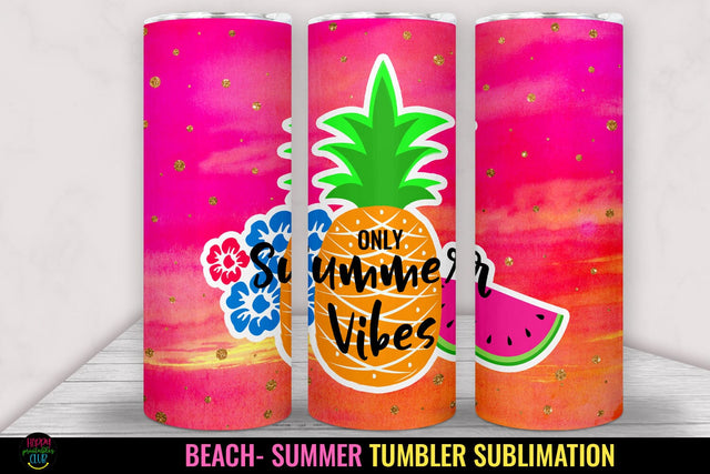 Only Summer Vibes- Summer Tumbler Sublimation I 20 Oz Tumbler Sublimation Happy Printables Club 
