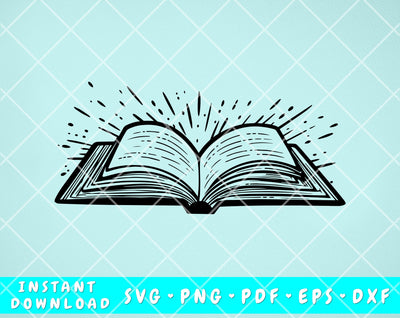 Open Book SVG, Book Lover SVG, Reading SVG, Bookworm SVG Cut File for Cricut, Silhouette SVG HappyDesignStudio 