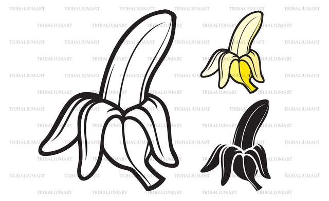Opened or peeled banana SVG TribaliumArtSF 