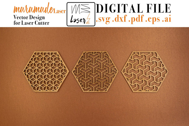 Optical Coasters Digital Vector File for Laser Cutter. SVG MaramadeLaser 