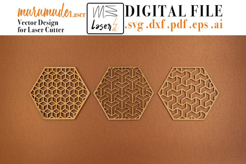 Optical Coasters Digital Vector File for Laser Cutter. SVG MaramadeLaser 