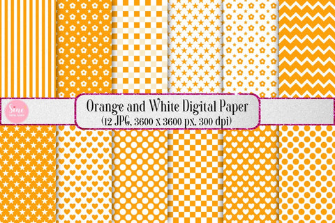 Orange and White Pattern Seamless Digital Paper Backgrounds Digital Pattern SineDigitalDesign 