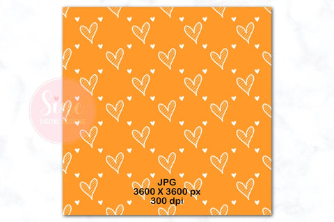 Orange and White Valentines Digital Papers Backgrounds Set Digital Pattern SineDigitalDesign 