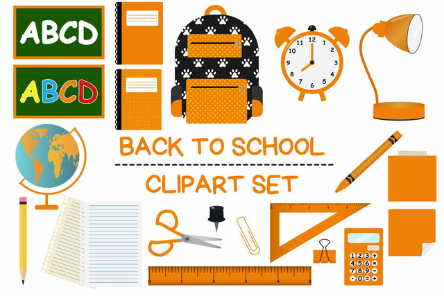 Orange Back To School Clipart Set Sublimation Sublimatiz Designs 