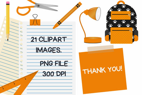 Orange Back To School Clipart Set Sublimation Sublimatiz Designs 