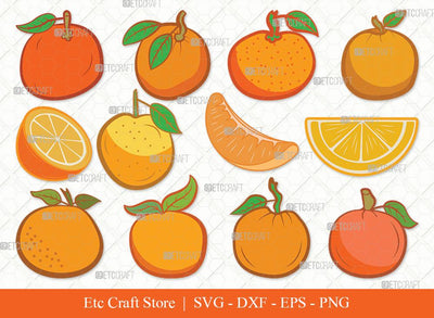 Orange Clipart SVG Cut File | Half-Orange Svg | Fruit Svg | Orange Slice Svg | Orange Bundle | Summer SVG | Eps | Dxf | Png SVG ETC Craft 