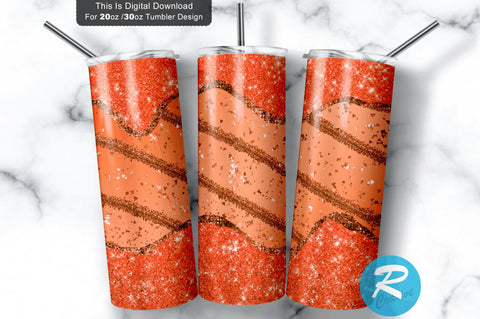 Orange Glitter 20 oz / 30 oz Tumbler PNG Sublimation Regulrcrative 
