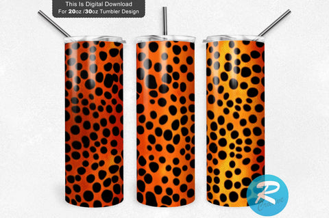 Orange Glitter Cheetah Leopard 20 oz / 30 oz Tumbler PNG Sublimation Regulrcrative 