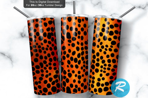 Orange Glitter Cheetah Leopard 20 oz / 30 oz Tumbler PNG Sublimation Regulrcrative 