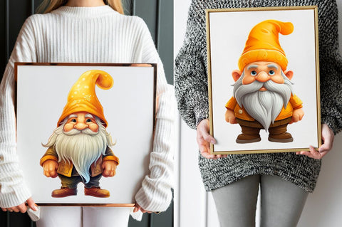 Orange Gnome Clipart Bundle Sublimation Regulrcrative 