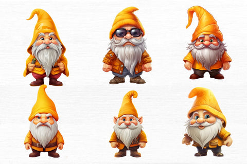Orange Gnome Clipart Bundle Sublimation Regulrcrative 