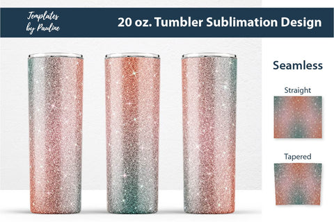 Orange Green Glitter Seamless 20 oz. Tumbler Sublimation Wrap Sublimation Templates by Pauline 