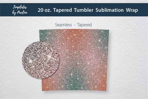 Orange Green Glitter Seamless 20 oz. Tumbler Sublimation Wrap Sublimation Templates by Pauline 