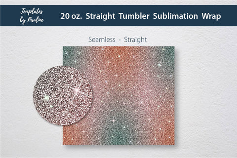 Orange Green Glitter Seamless 20 oz. Tumbler Sublimation Wrap Sublimation Templates by Pauline 