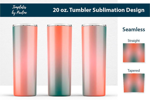 Orange Green Ombre Seamless 20 oz. Tumbler Sublimation Wrap Sublimation Templates by Pauline 