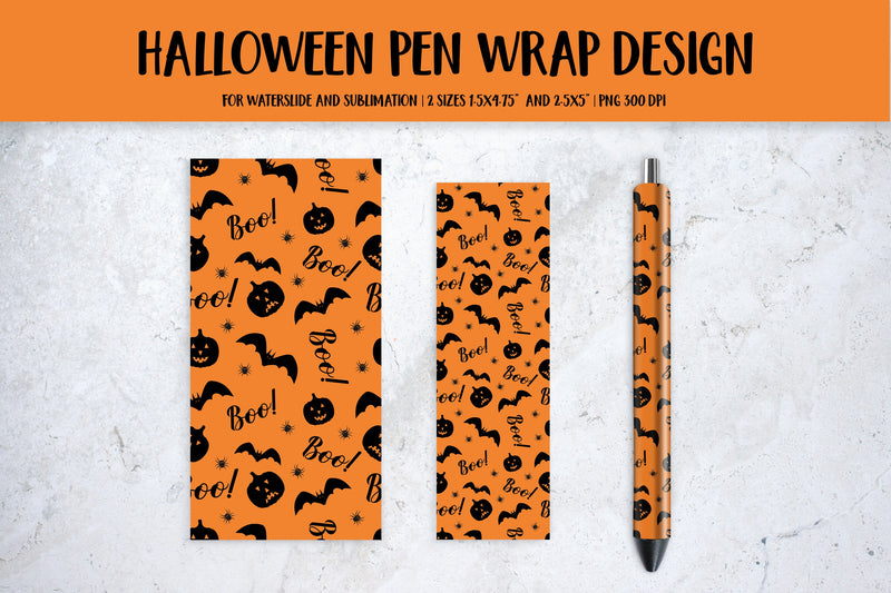 Orange Halloween Pen Wrap Design Sublimation or Waterslide Sublimation LaBelezoka 