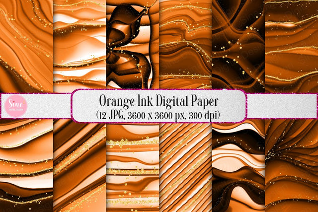 Orange Ink Digital Papers Texture Backgrounds Digital Pattern SineDigitalDesign 