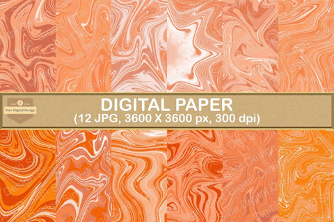 Orange Marble Background Digital Papers Digital Pattern SineDigitalDesign 