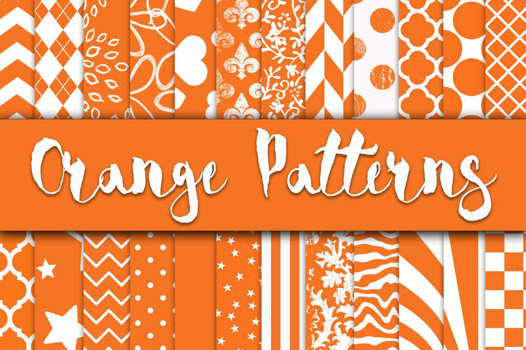 Orange Patterns Digital Paper - So Fontsy