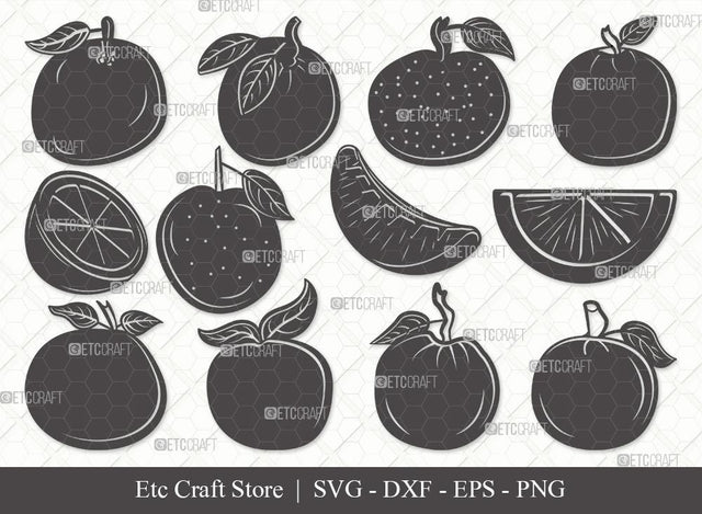 Orange Silhouette SVG Cut File | Half Orange Svg | Fruit Svg | Orange Slice Svg | Orange Bundle | Summer SVG | Eps | Dxf | Png | SVG ETC Craft 