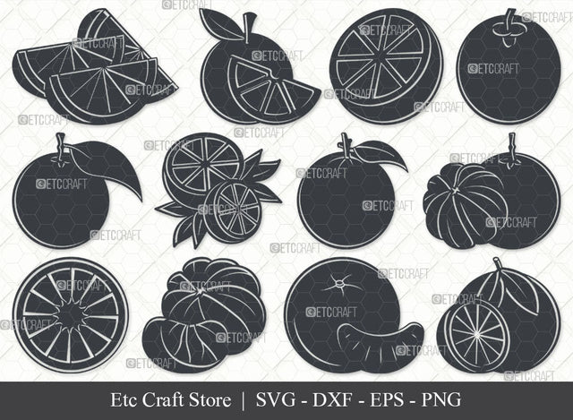 Orange SVG, Orange Silhouette, Fruits Svg, Orange Slice Svg, Lemon Svg, kinnow Svg, Summer Svg, Mandarin Orange Svg, Orange Bundle SVG ETC Craft 