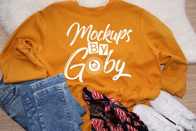Orange Sweatshirt Mockup, Gildan 18000 Gold Sweater Mockup, Hoodie Mockup,Stylish Mockups, Flat lay sweatshirts, Trendy Mockup, JPG Mock Ups Mock Up Photo ArtStudio 