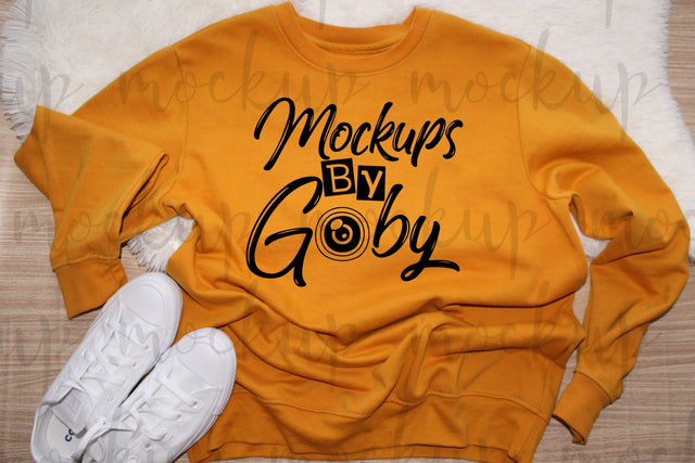 Orange Sweatshirt Mockup, Gildan 18000 Gold Sweater Mockup, Hoodie Mockup,Stylish Mockups, Flat lay sweatshirts, Trendy Mockup, JPG Mock Ups Mock Up Photo ArtStudio 