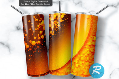 Orange Yellow Glitter Holographic 20 oz / 30 oz Tumbler PNG Sublimation Regulrcrative 