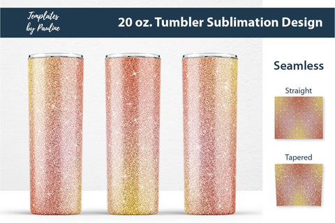 Orange Yellow Glitter Seamless Tumbler Sublimation Wrap Sublimation Templates by Pauline 