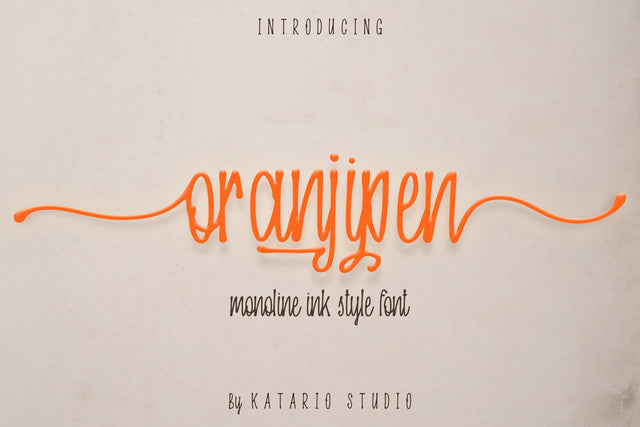 Oranjipen | Monoline Ink Style Script Font Font Katario Studio 