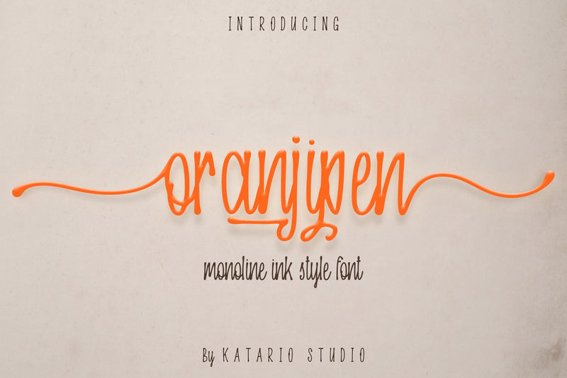 Oranjipen | Monoline Ink Style Script Font Font Katario Studio 