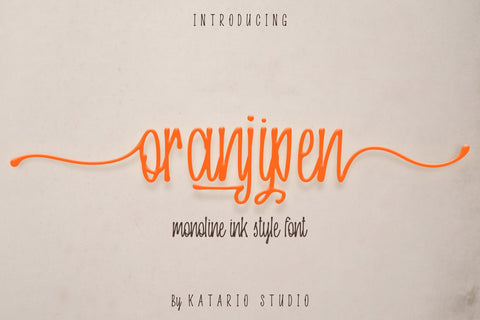 Oranjipen | Monoline Ink Style Script Font Font Katario Studio 