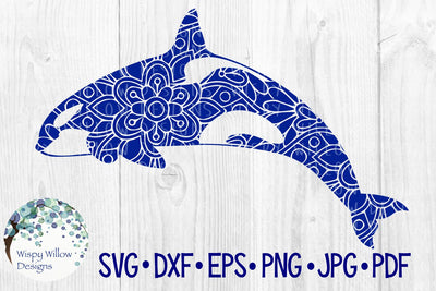 Orca Killer Whale Floral Mandala SVG Wispy Willow Designs 