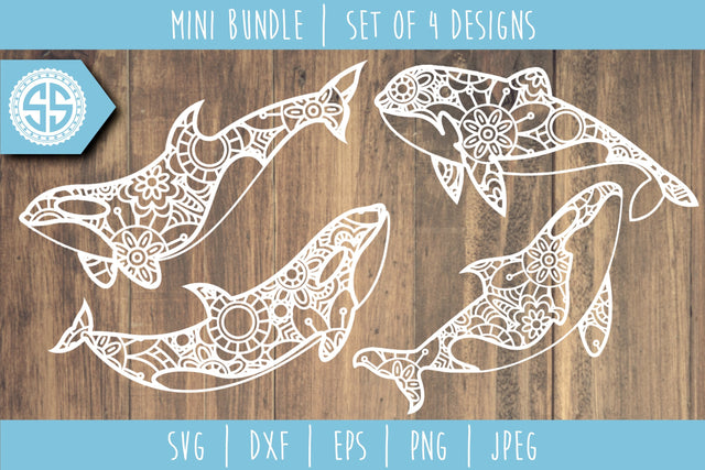 Orca Whale Mandala Zentangle Mini Bundle - Set of 4 SVG SVG SavoringSurprises 