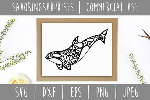 Orca Whale Mandala Zentangle SVG SavoringSurprises 