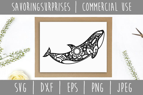 Orca Whale Mandala Zentangle SVG SavoringSurprises 