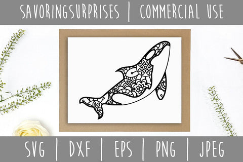 Orca Whale Mandala Zentangle SVG SavoringSurprises 