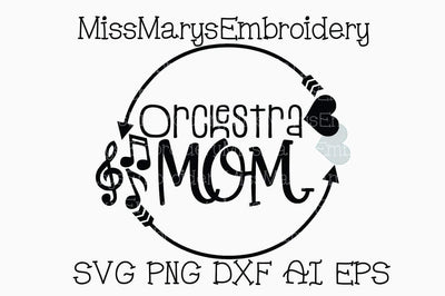 Orchestra Mom Monogram Arrow Ring SVG MissMarysEmbroidery 