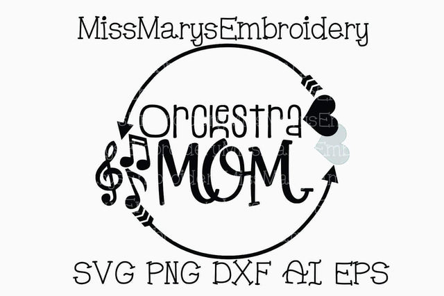 Orchestra Mom Monogram Arrow Ring SVG MissMarysEmbroidery 