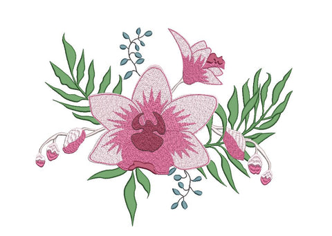 Orchid Flower Arrangement Machine Embroidery Design Embroidery/Applique DESIGNS Angie 