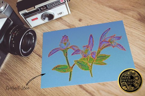 Orchid - Single line for Foil Quill Sketch DESIGN DrawnTogether with love 