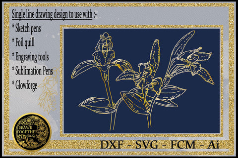 Orchid - Single line for Foil Quill Sketch DESIGN DrawnTogether with love 